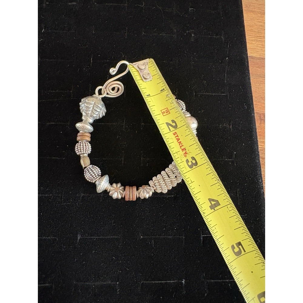 Artisan Sterling Silver Copper Bead Statement Fancy Wire Wrap Bracelet 46 Grams - Picture 15 of 16